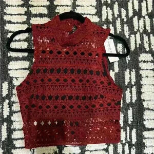 New Strut and Bolt Los Angeles Brown/Burgundy Lace Sleeveless Top and Skirt